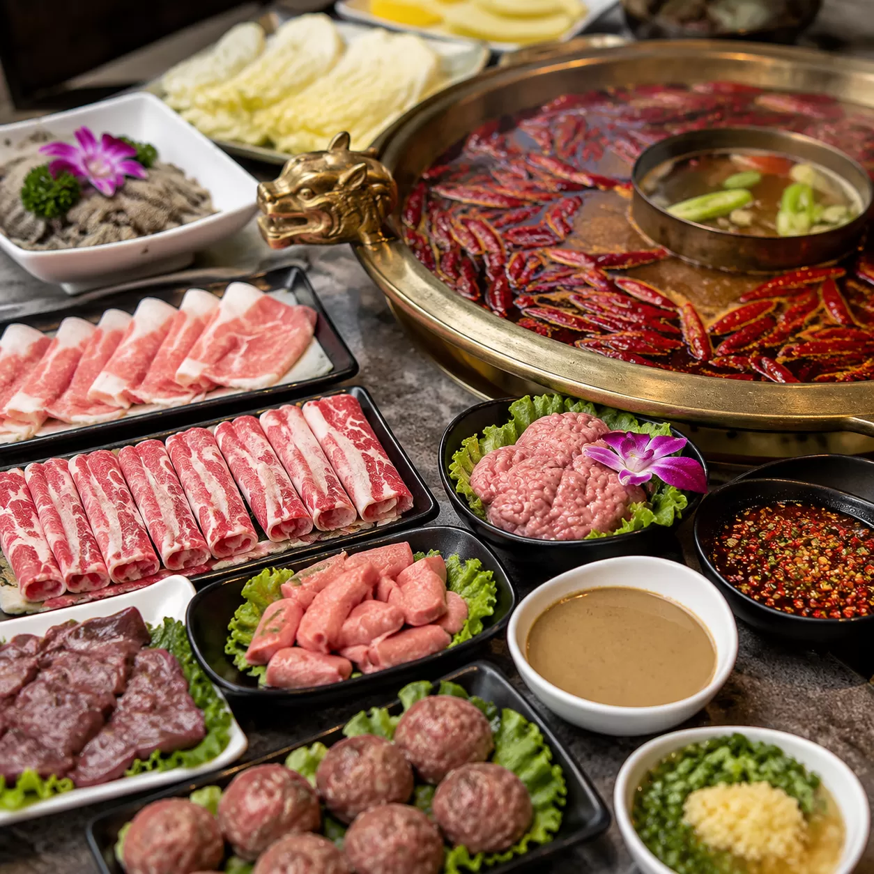 Chengdu Hot Pot Ingredients and Dipping Sauces